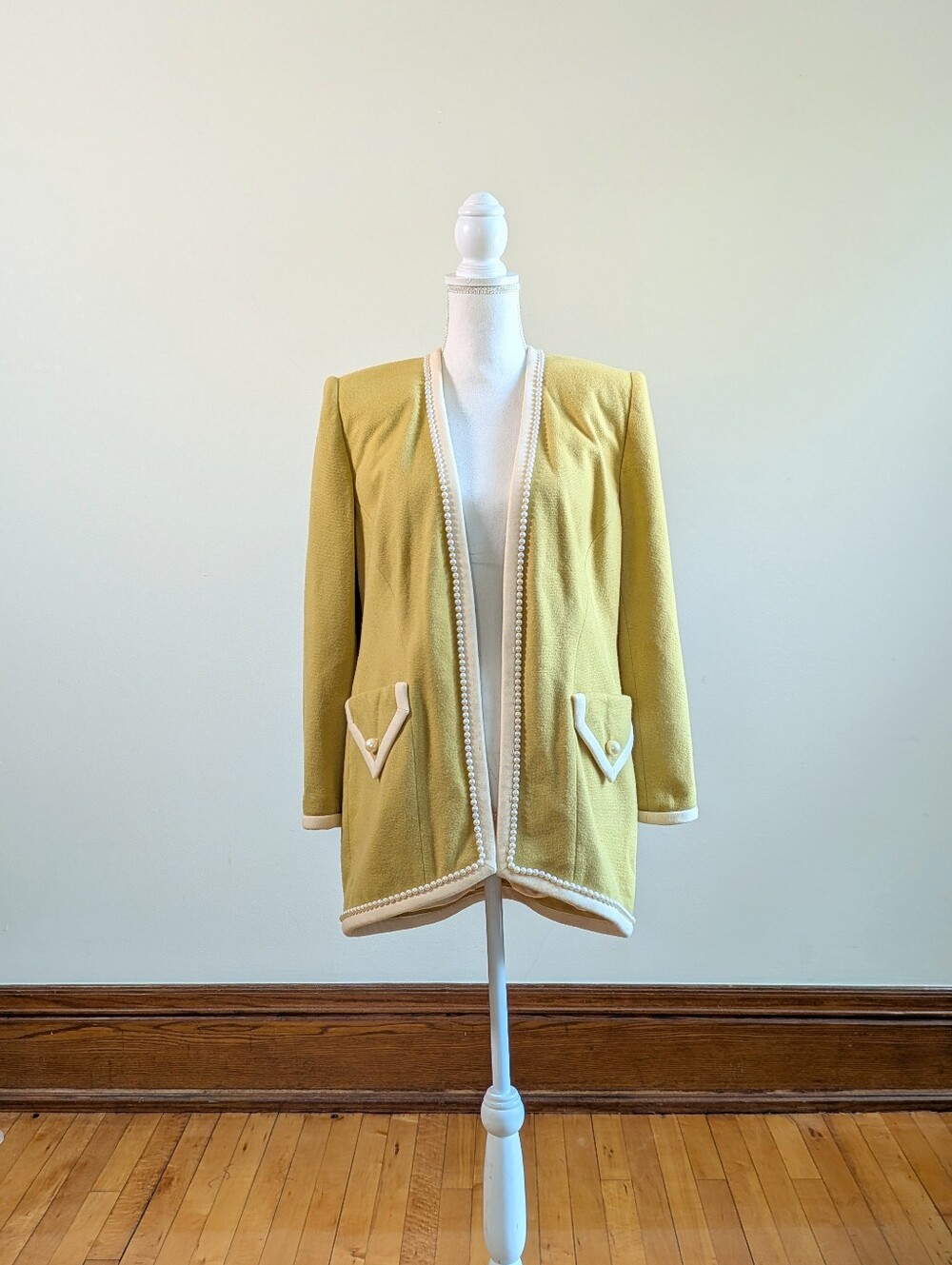 Vintage 60s Cashmere Beaded Trim Jacket
